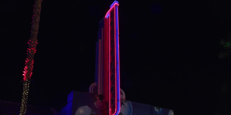 The neon sign flashes