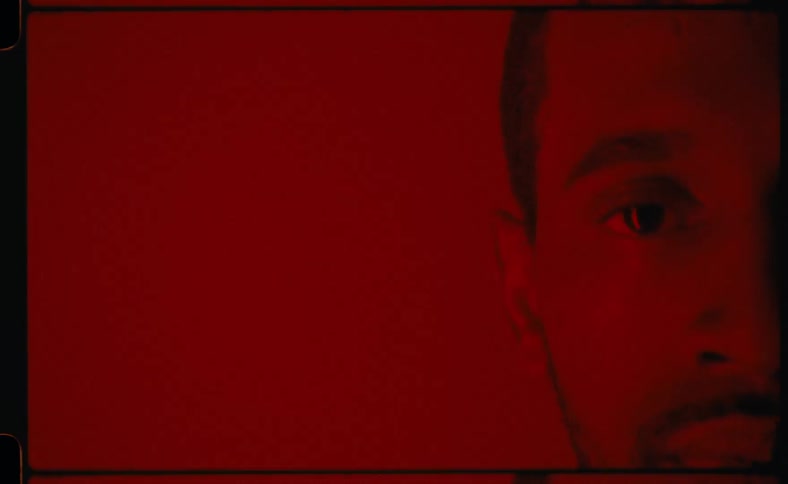 A filmstrip of a mans face up close