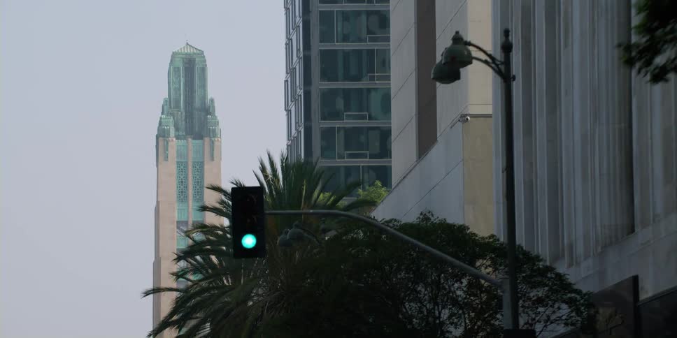 The exterior of office buildings in a city