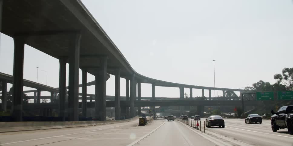 Traffic is moving steadily on the highway