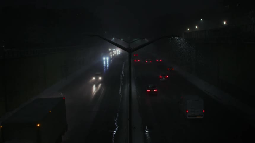 The roads are covered with heavy fog