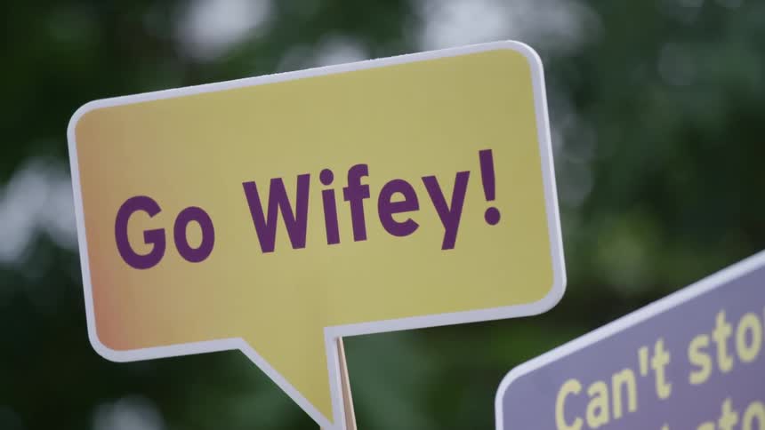 Signs outside for a celebration