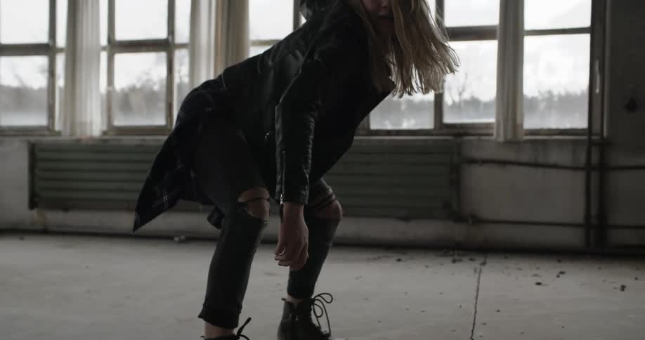 Girl Dancing In Warehouse