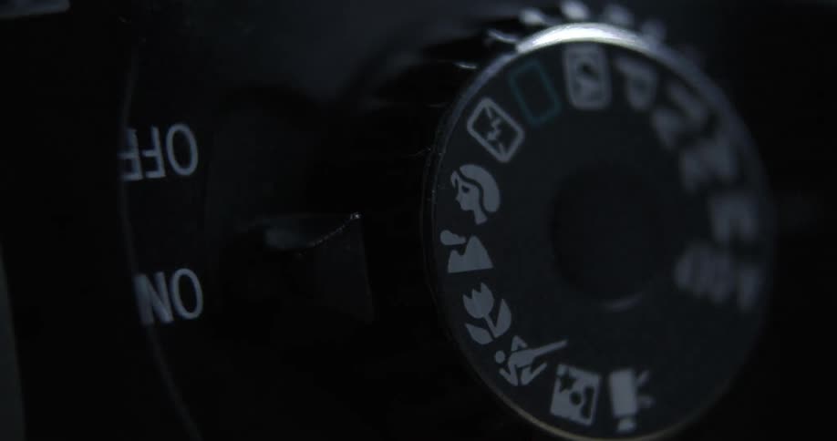 Camera settings being shown briefly in the darkness