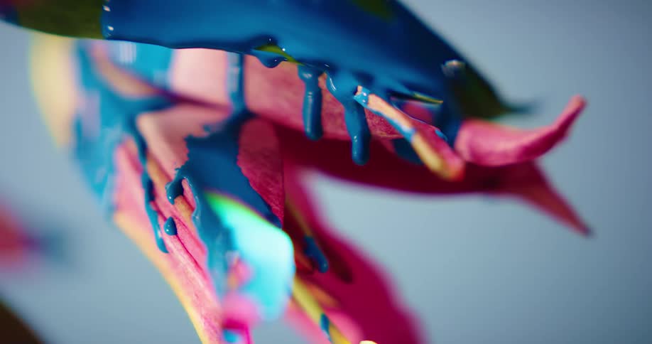 The paint drips slowly from the flower