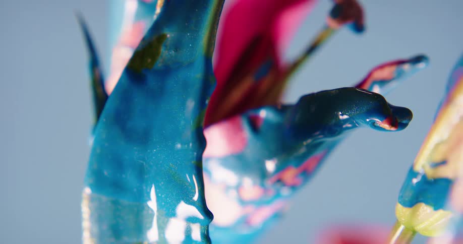 Paint drips from plant stems