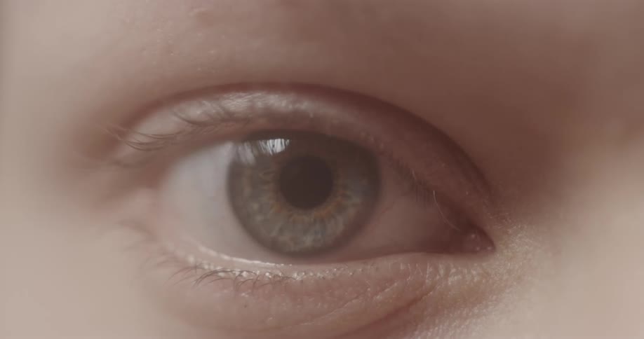 Closeup view of a persons eye is displayed on camera