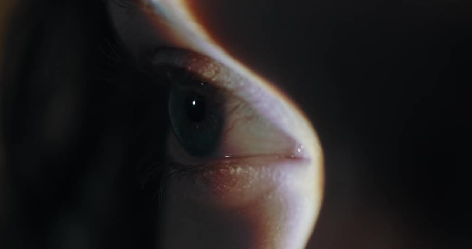 Closeup of a persons face is displayed