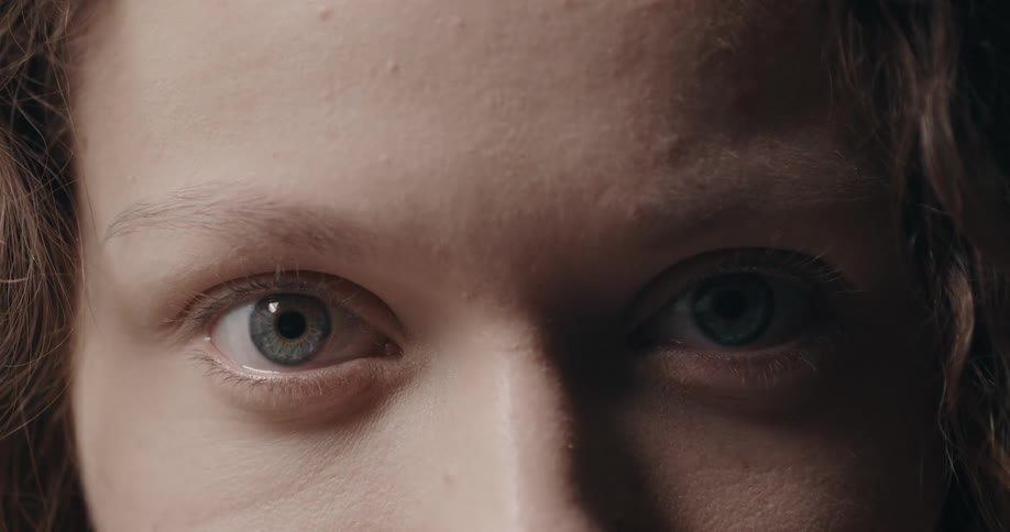 A person blinking their eyes