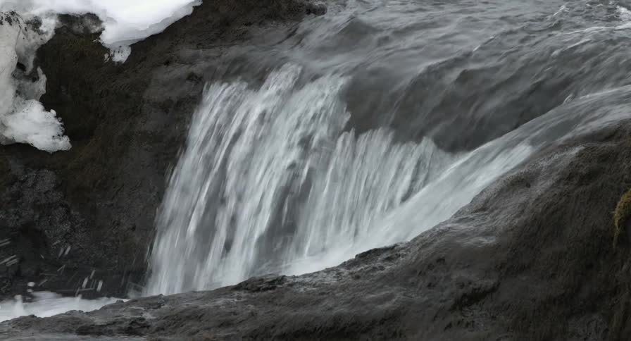 Water flowing down a cold stream