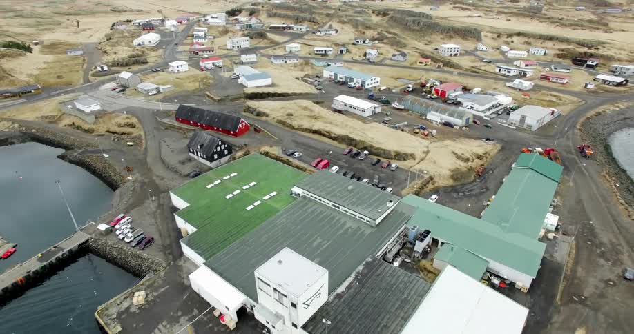 Aerial view of a small industrious area