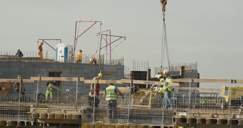 Construction workers are working on site