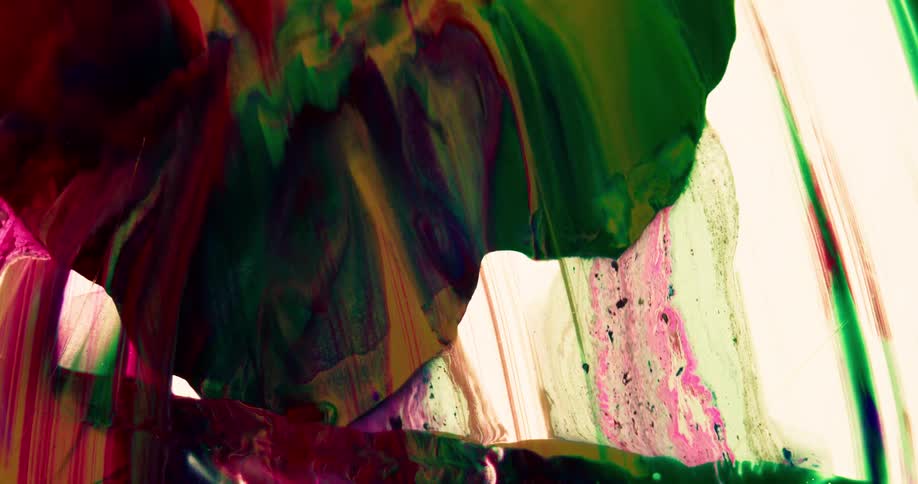 The different colors mix and flow down