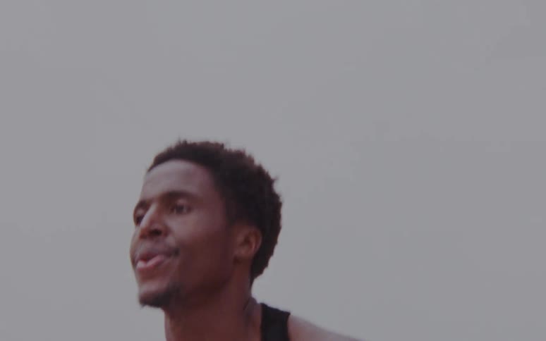A man running outside