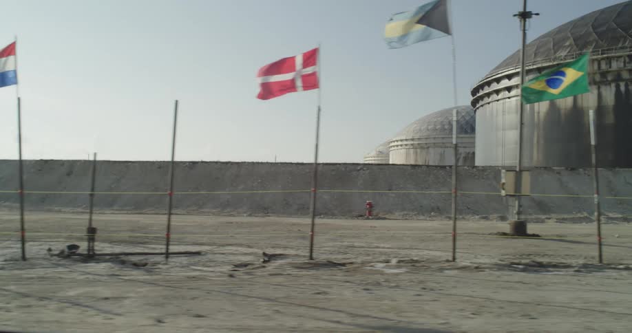Flags are blowing in the wind