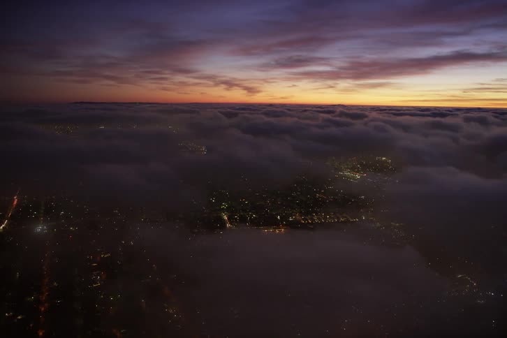 An aerial view of a sunset