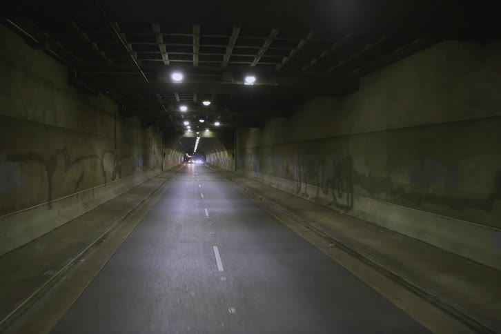 A view of driving in a tunnel