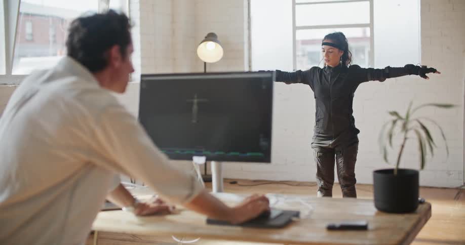 A woman and man doing 3d mapping