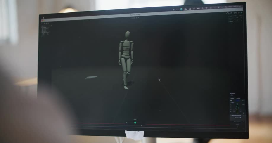 A person is looking at a computer screen indoors