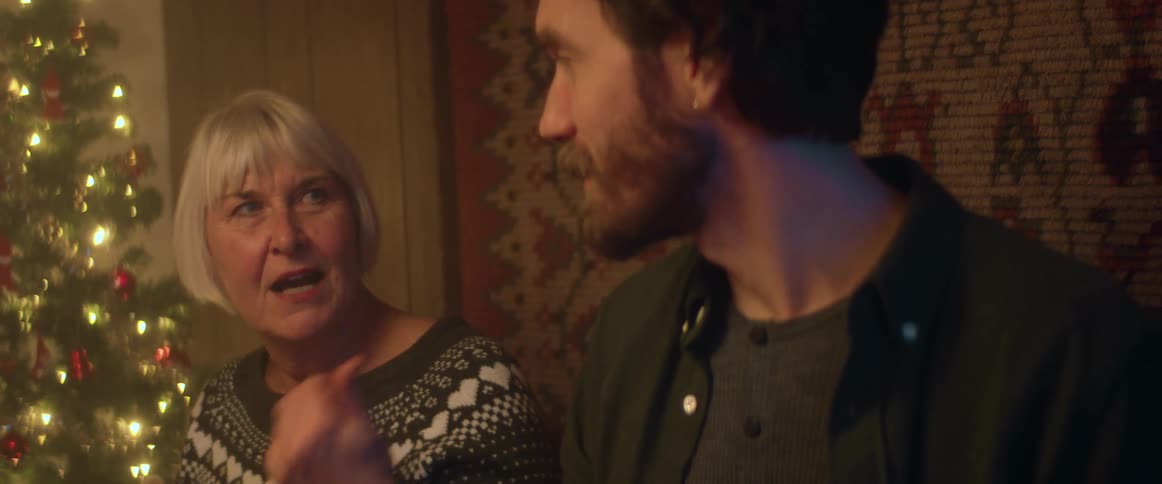 Man and woman are talking together during the holidays