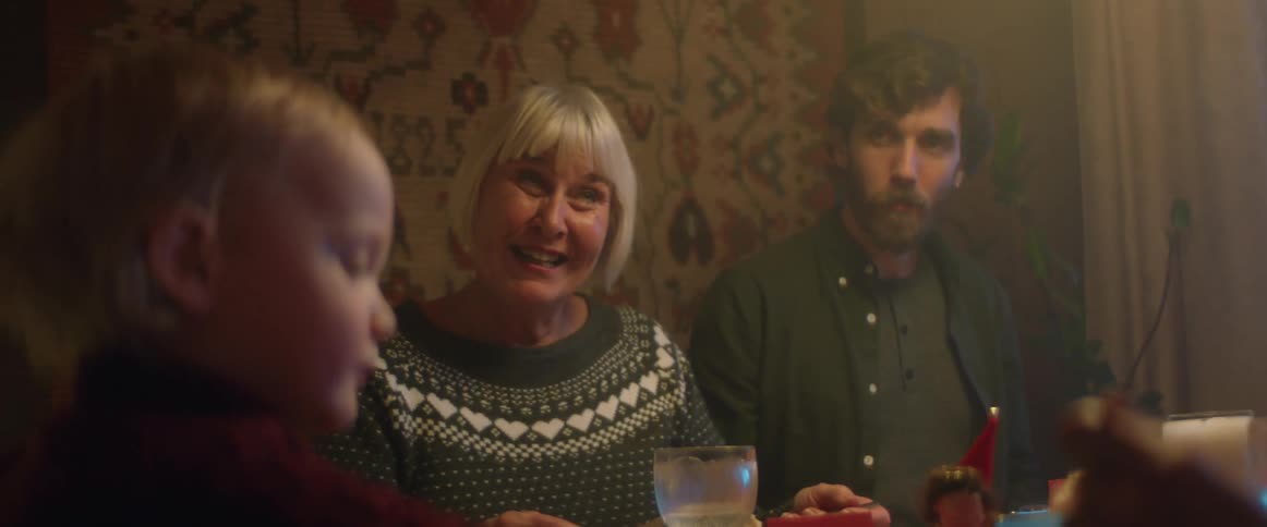 A family have dinner together
