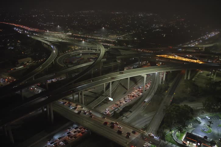 There is heavy stopped traffic on part of the freeway