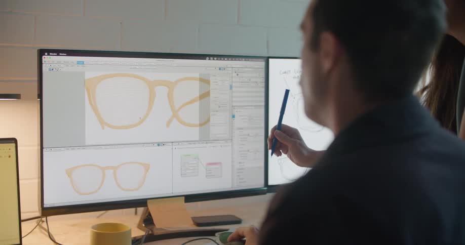 A woman points to a diagram on the screen