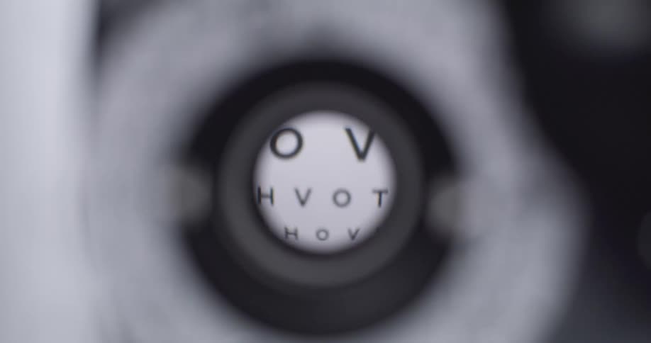 The phoropter is flipping lenses