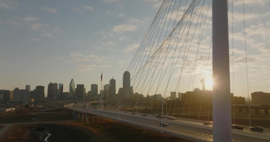 Traffic travels on the long bridge