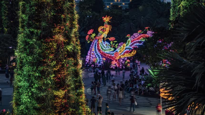 People wander around in amusement park