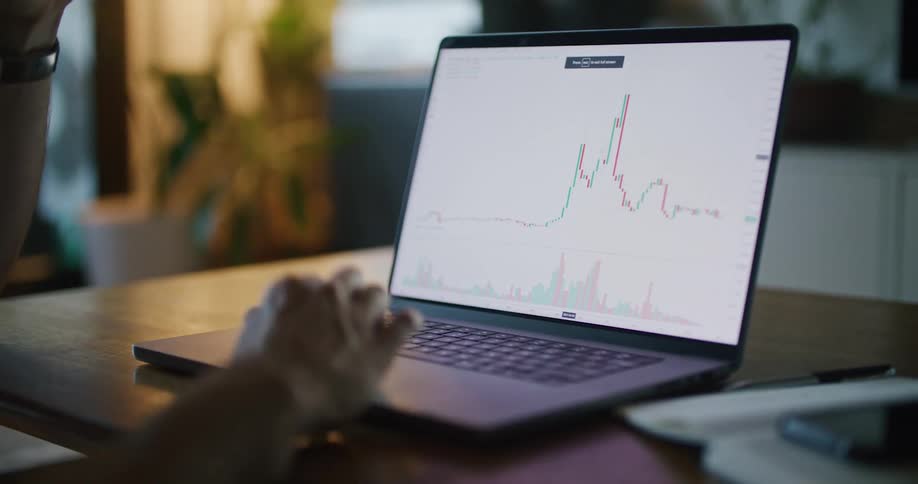 A man creates a graph on his laptop