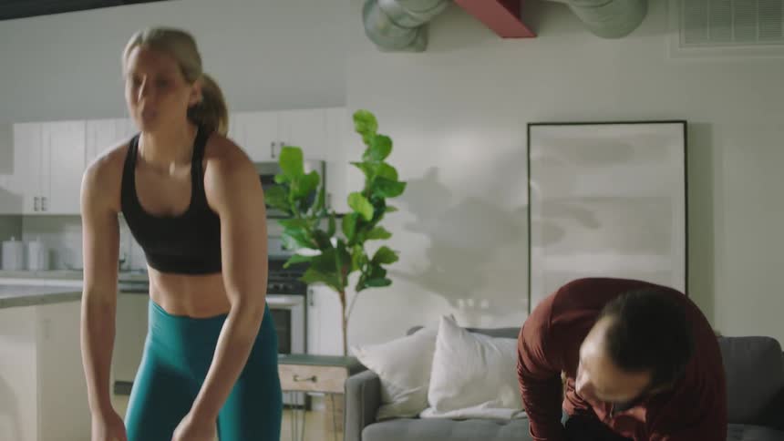 A man and woman working out