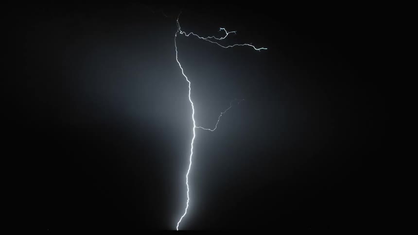 Lightning flashes in the sky