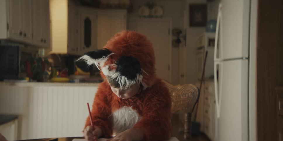 A child coloring indoors