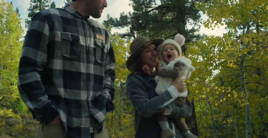 A family walking outside together