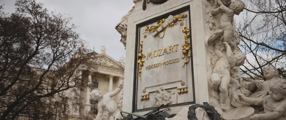 The mozart statue monument in vienna austria