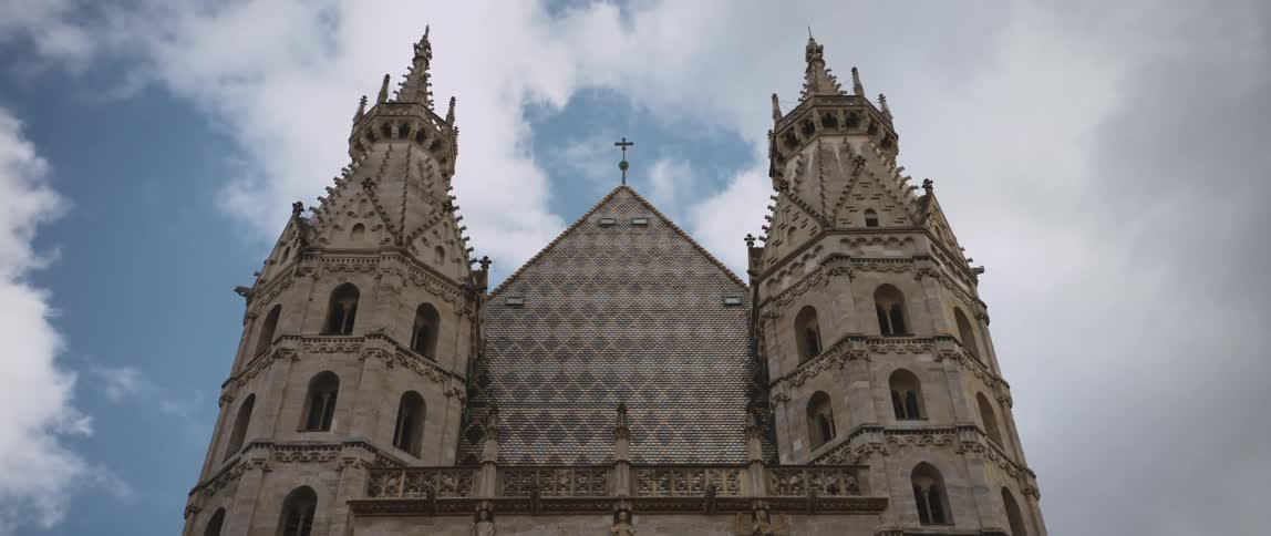 The large church has towers on both ends