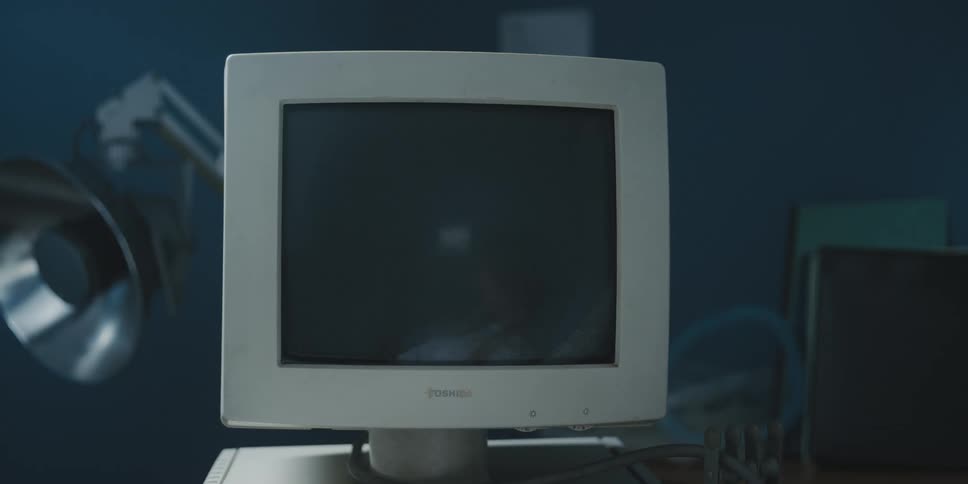 An old CRT computer monitor sits non operational