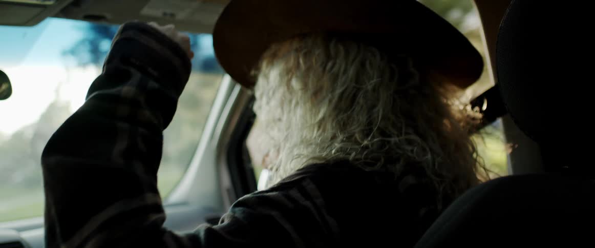 A woman who is a passenger in a car dances