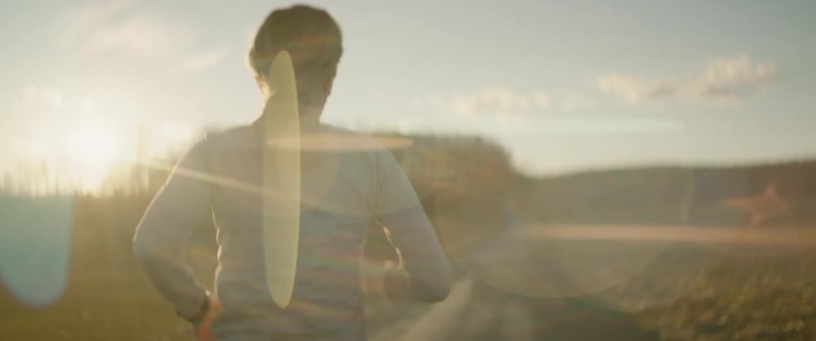 A woman running outside