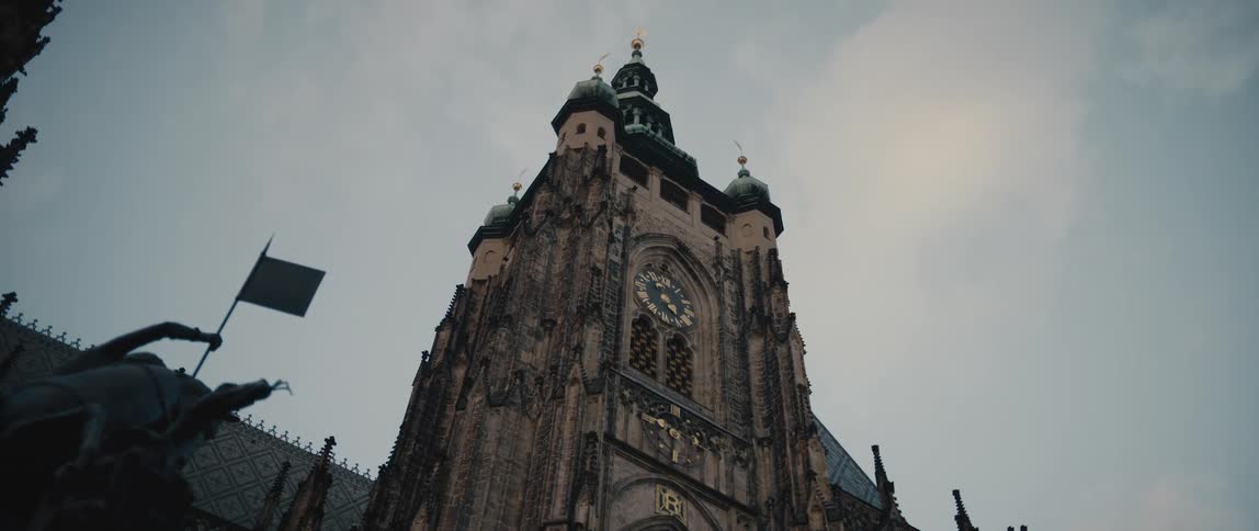 View looking up at Saint Vitus Cathedral in Prague Castle Complex, Czech Republic