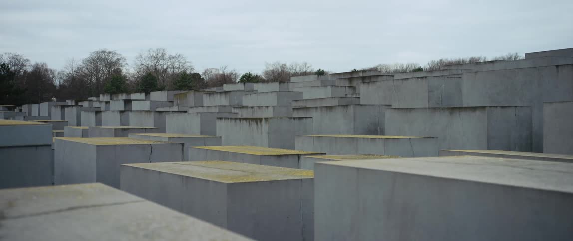 View of some of the thousands of concrete slabs at the Memorial to the Murdered Jews of Europe in Berlin, Germany