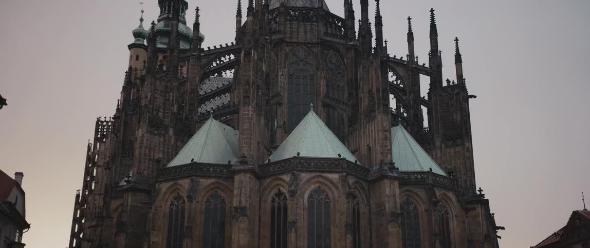 The stunning architecture and spires of St. Vitus Cathedral in Prague Castle Complex, Czech Republic