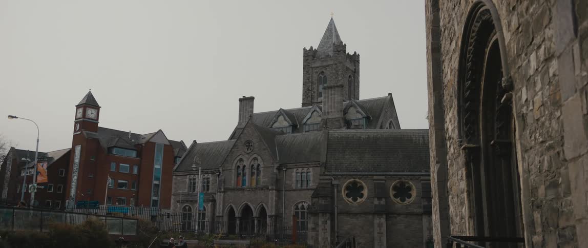 View of the Gothic facade of the medieval Christ Church Cathedral in Dublin, Ireland