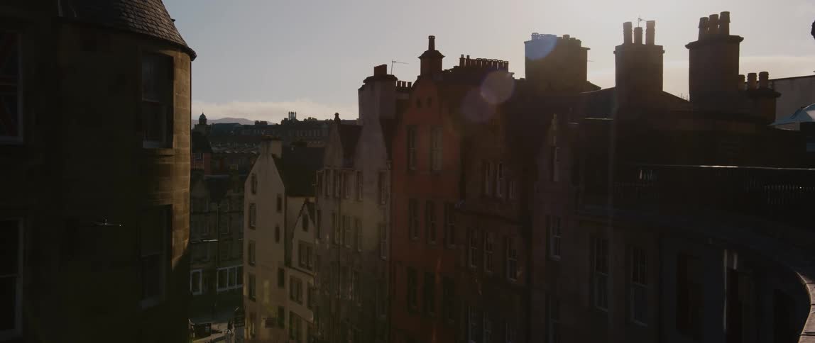 Unique view at sunset of Victoria Street, Edinburgh, Scotland, United Kingdom