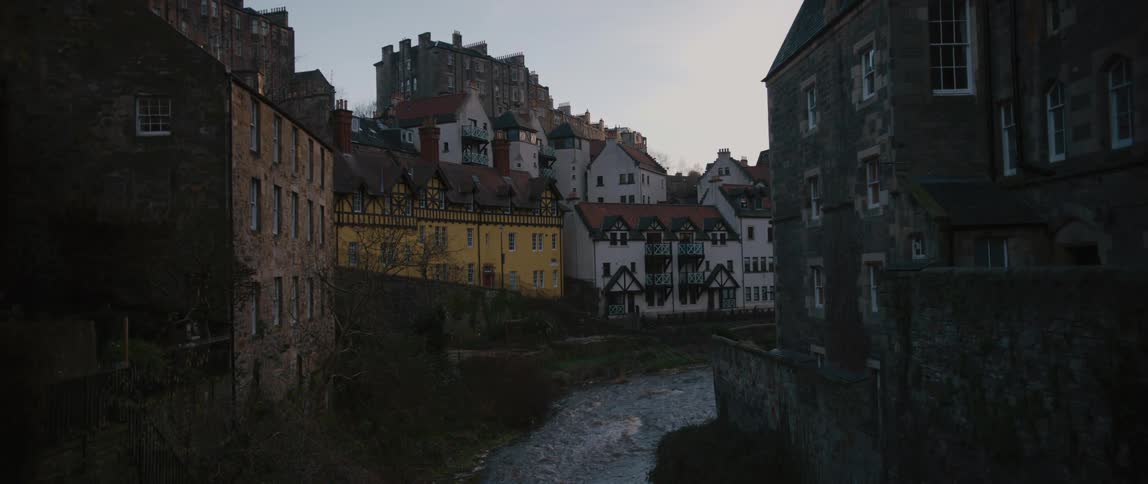 Water of Leith running through Dean Village in Edinburgh, Scotland, United Kingdom