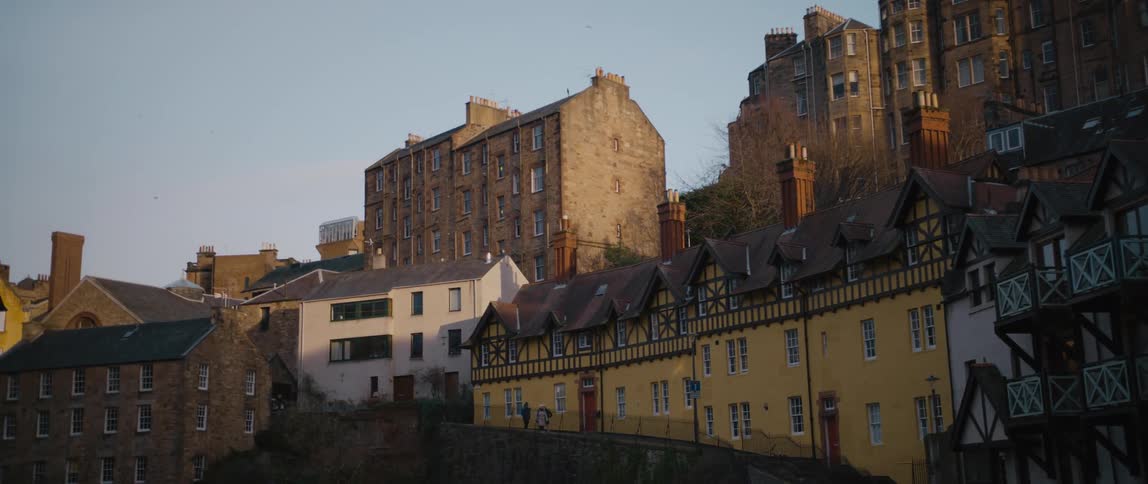 The town is lined with homes