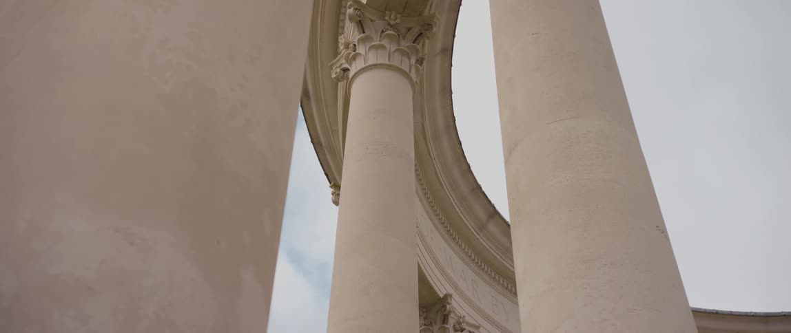 A close up of columns on a building