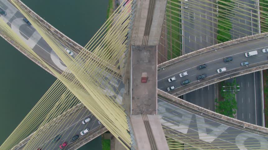 The phrase stop the abuse of power written on the octavio frias de oliveira bridge in brazil