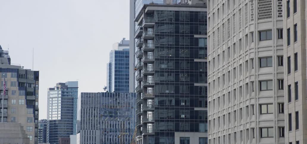 High rise office buildings in a city